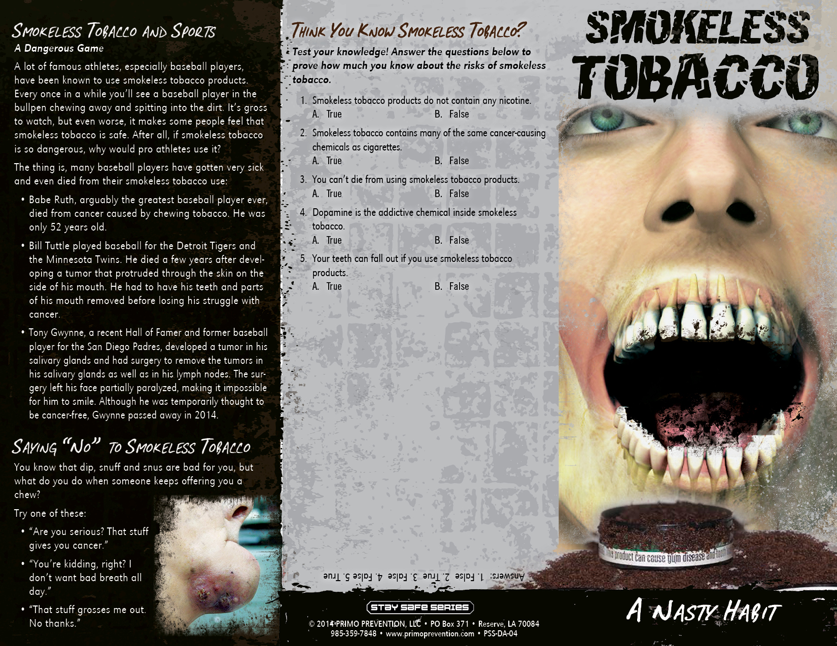 PSS-DA-04 Smokeless Tobacco-front Smokeless Tobacco: A Nasty Habit Pamphlet - Image 3