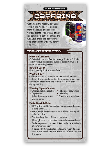 Caffeine-front Just the Facts Rack Card: Caffeine