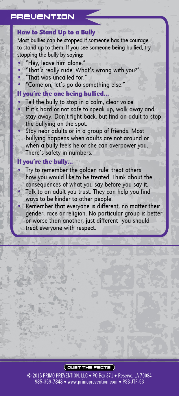 PSS-JTF-53 Bullying-back Just the Facts Rack Card: Bullying - Image 3