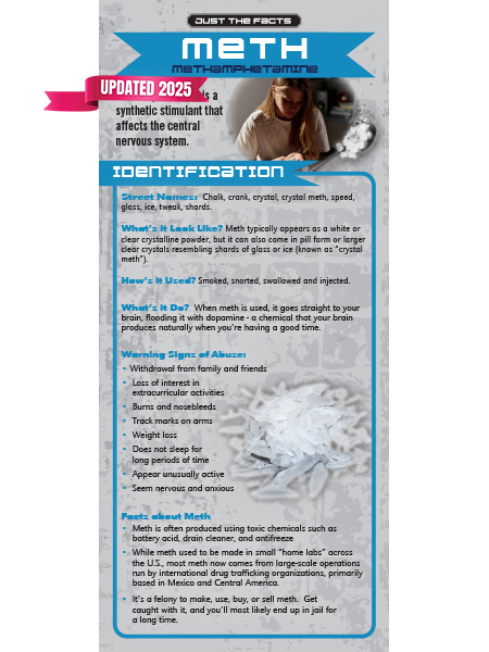RACK-JTF-09 Meth WEB COVER Just the Facts Rack Card: Meth (Methamphetamine)
