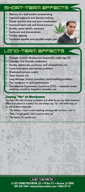 RACK-SSDA-07 Marijuana BACK Just the Facts Rack Card: Marijuana - Image 3