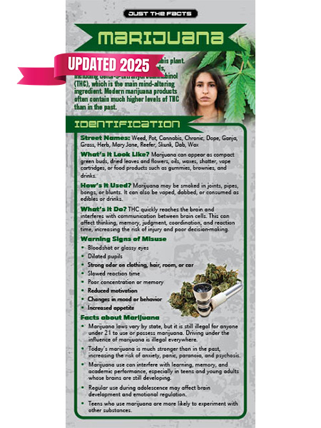RACK-SSDA-07 Marijuana COVER Just the Facts Rack Card: Marijuana