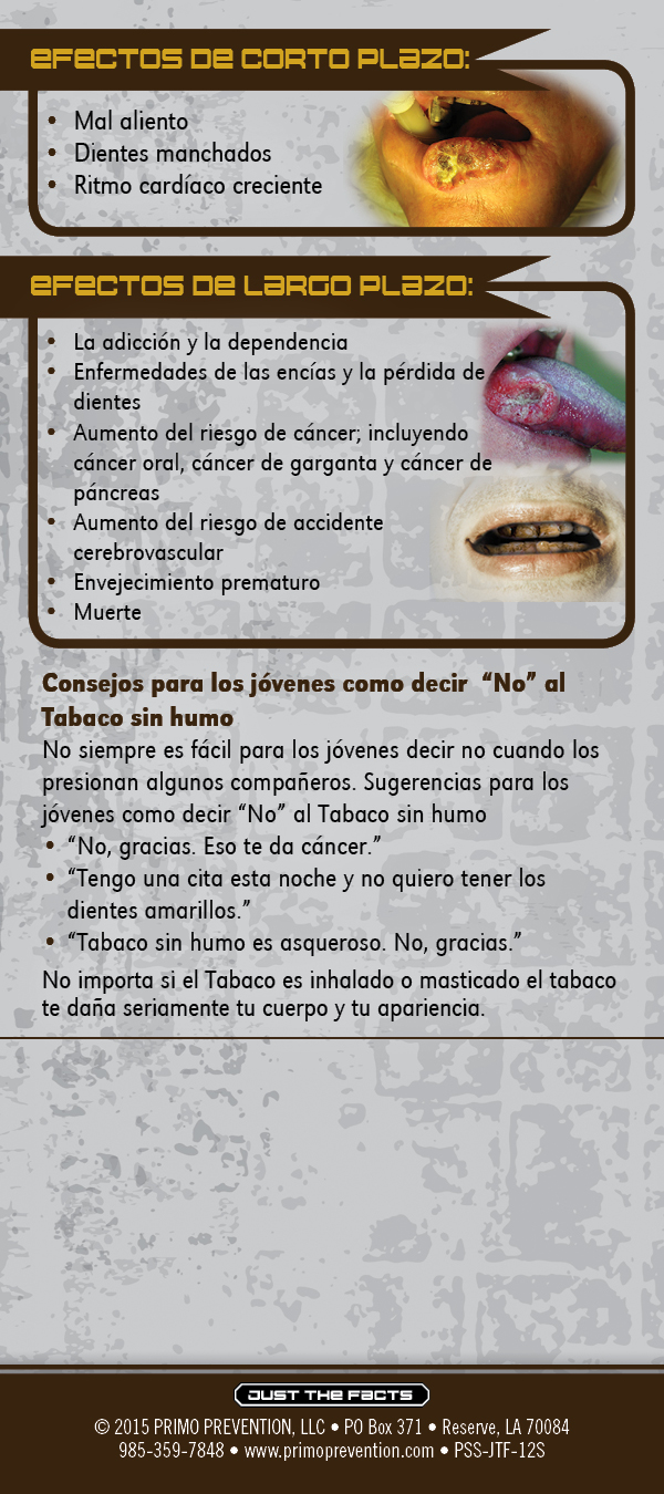 Smokeless Tobacco Span RC-back *SPANISH* Just the Facts Rack Card: Smokeless Tobacco - Image 3