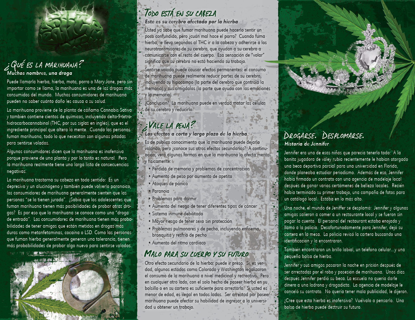 Marijuana Spanish 3 panel-back *SPANISH* Marijuana: Burned Out Pamphlet - Image 2