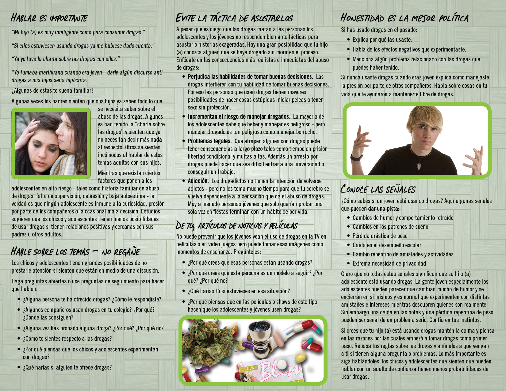 start conversation drugs spanish *SPANISH* Starting a Conversation: Kids & Drug Prevention Pamphlet - Image 2
