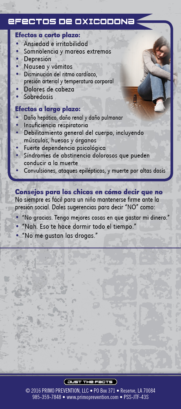 Oxycontin Spanish rack card Oxycontin Spanish rack card