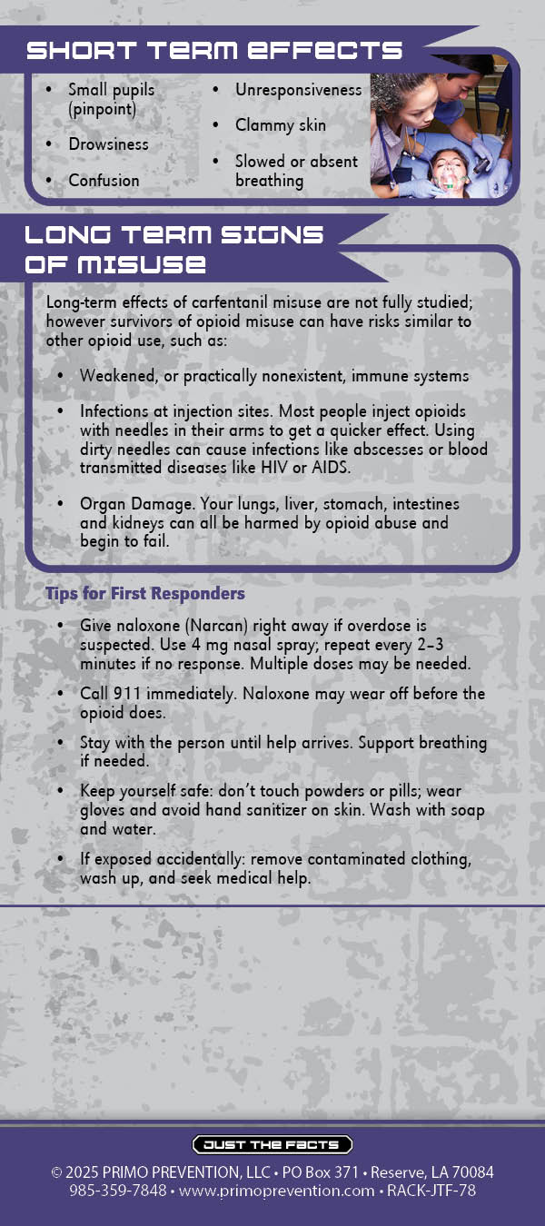 RACK-JTF-78 Carfentanil UPDATED Back Just the Facts Rack Card: Carfentanil - Image 3