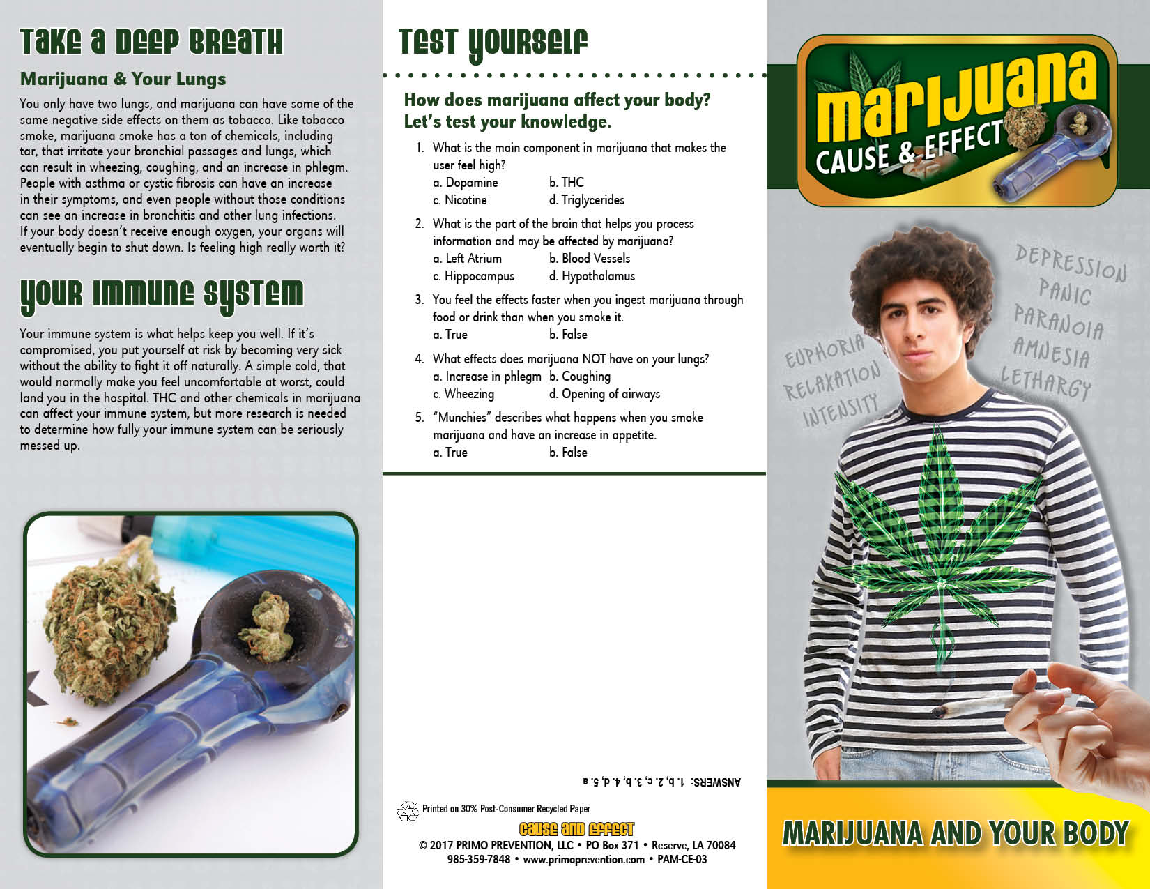 PAM-CE-03 Marijuana and Your Body-FRONT PAM-CE-03 Marijuana and Your Body-BACK