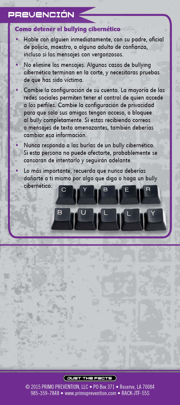 55S - Cyber Bullying-SPAN-BACK *SPANISH* Just the Facts Rack Card: Cyber-Bullying - Image 3