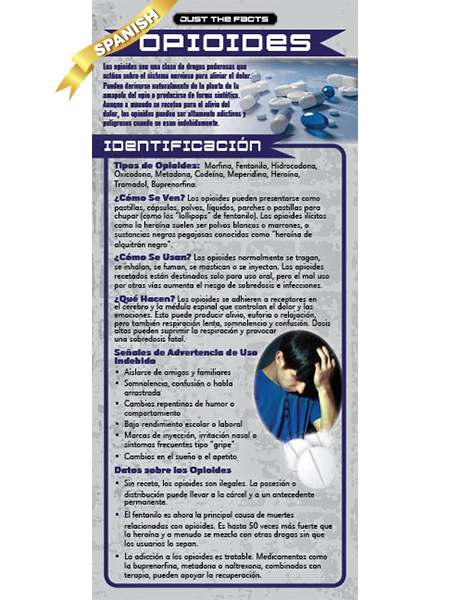 PAM-SSDA-45S Opioides Updated 2026 WEB COVER *SPANISH* Just the Facts Rack Card: Opioids