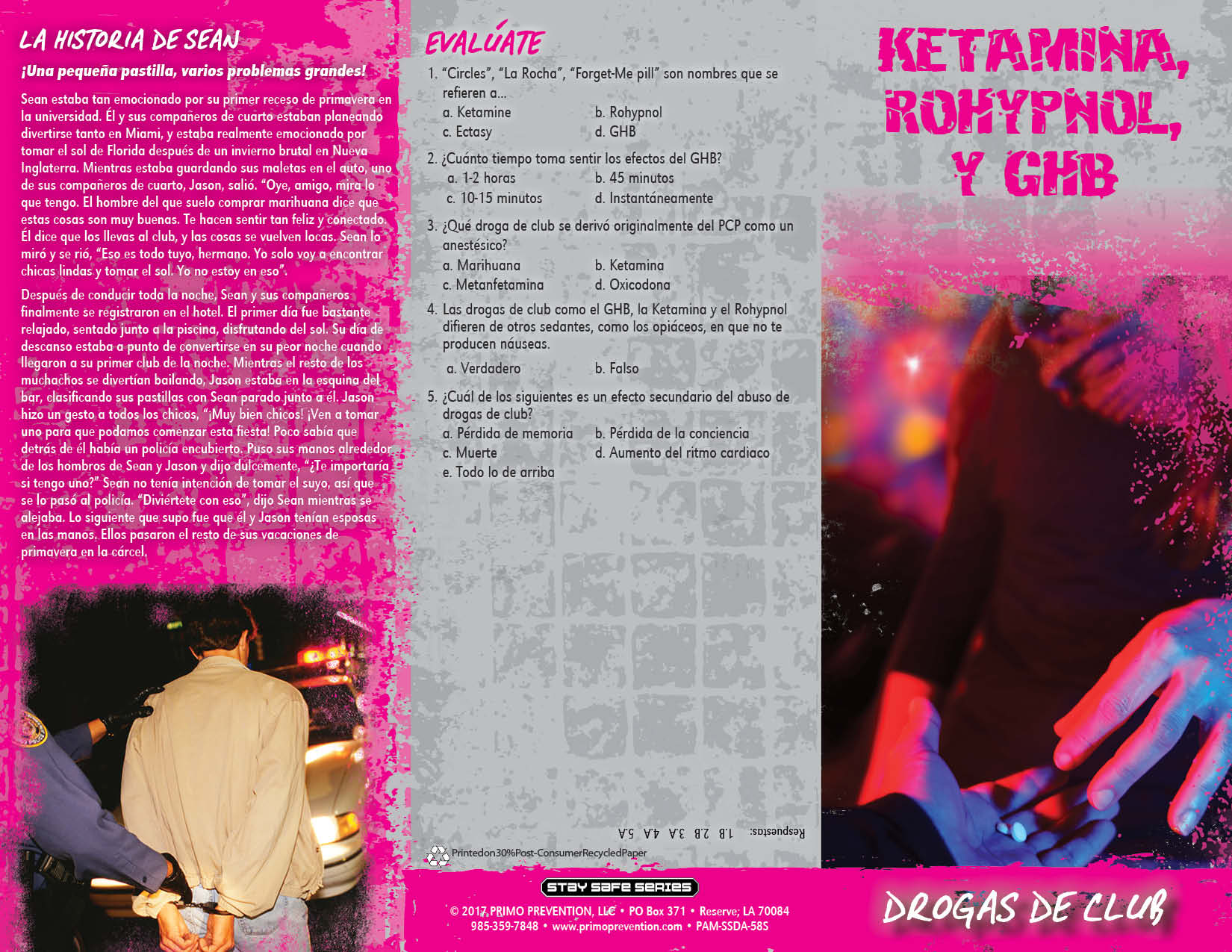 PAM-SSDA-58S GHB Rohypnol Ketamine-SPAN-FRONT *SPANISH* Ketamine, Rohypnol & GHB Pamphlet - Image 3