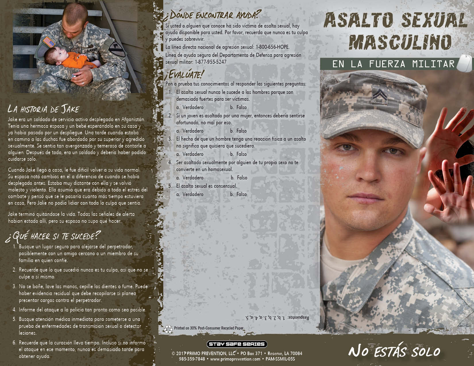 PAM-SSMIL-05S Male Sexual Harassment in the Military-SPAN-FRONT *SPANISH* Male Sexual Assault in the Military: You're Not Alone Pamphlet - Image 3