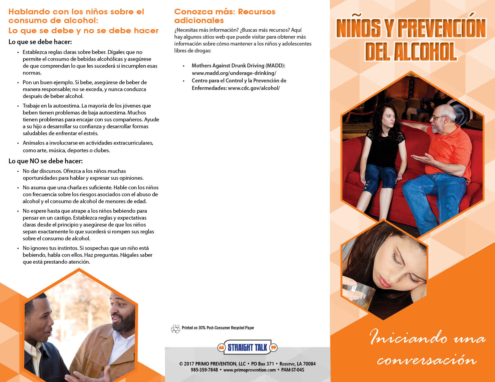 PAM-ST-04S-Starting A Conv-Alcohol-SPAN-FRONT *SPANISH* Starting a Conversation: Kids & Alcohol Pamphlet - Image 3