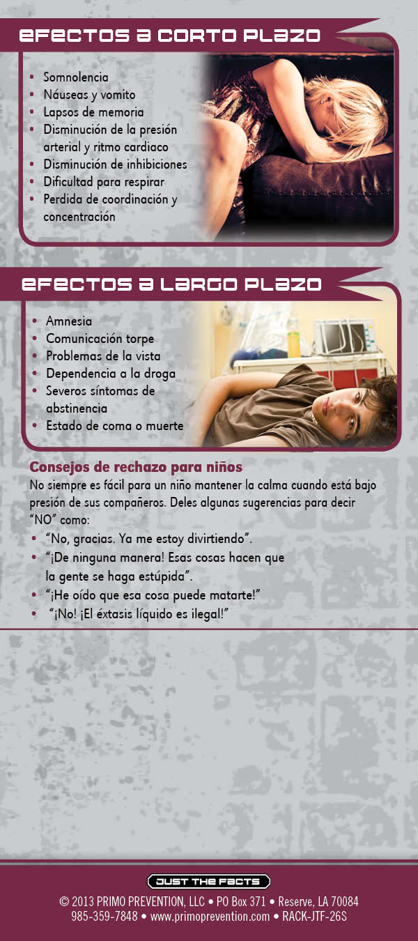 RACK-JTF-26 GHB-SPANISH-BACK *SPANISH* Just the Facts Rack Card: GHB - Image 3