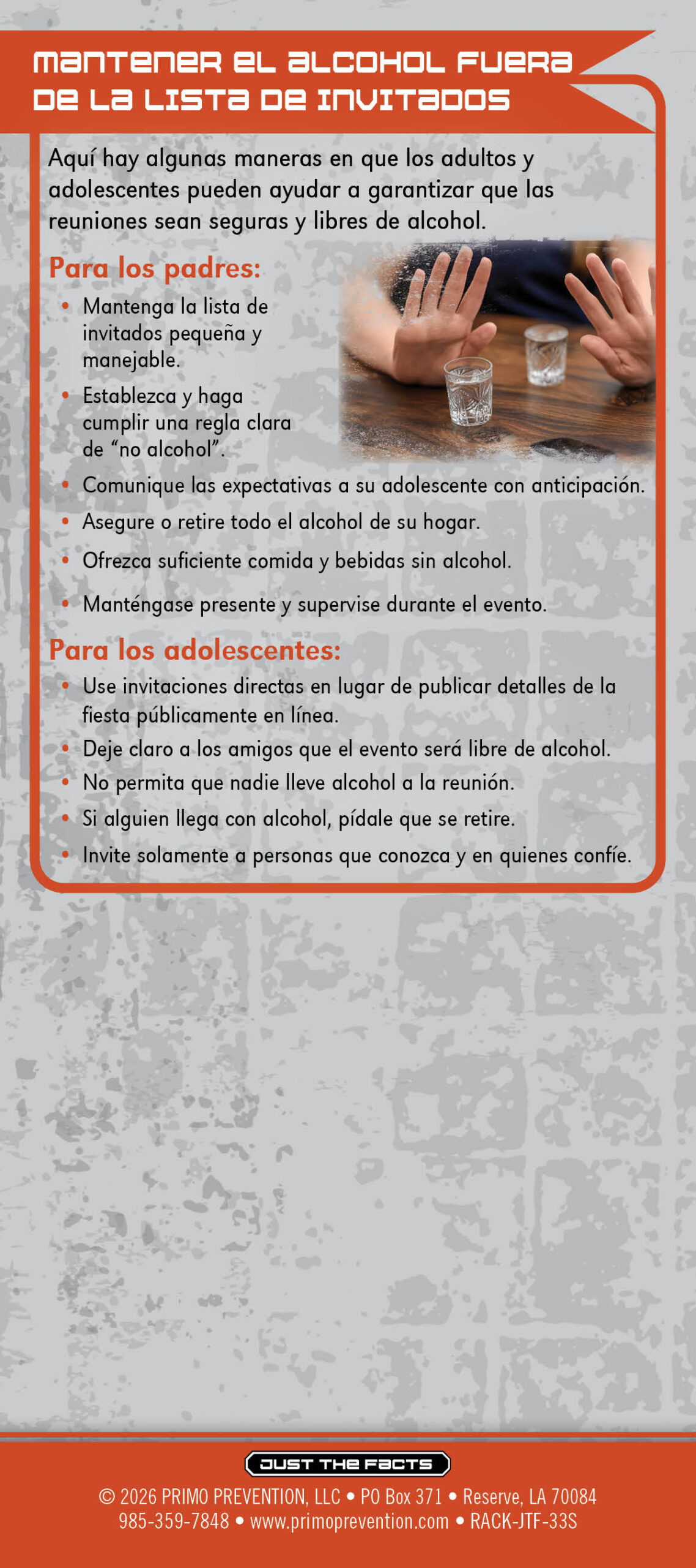 RACK-JTF-33S Social Hosting WEB2 *SPANISH* Just the Facts Rack Card: Social Hosting - Image 3