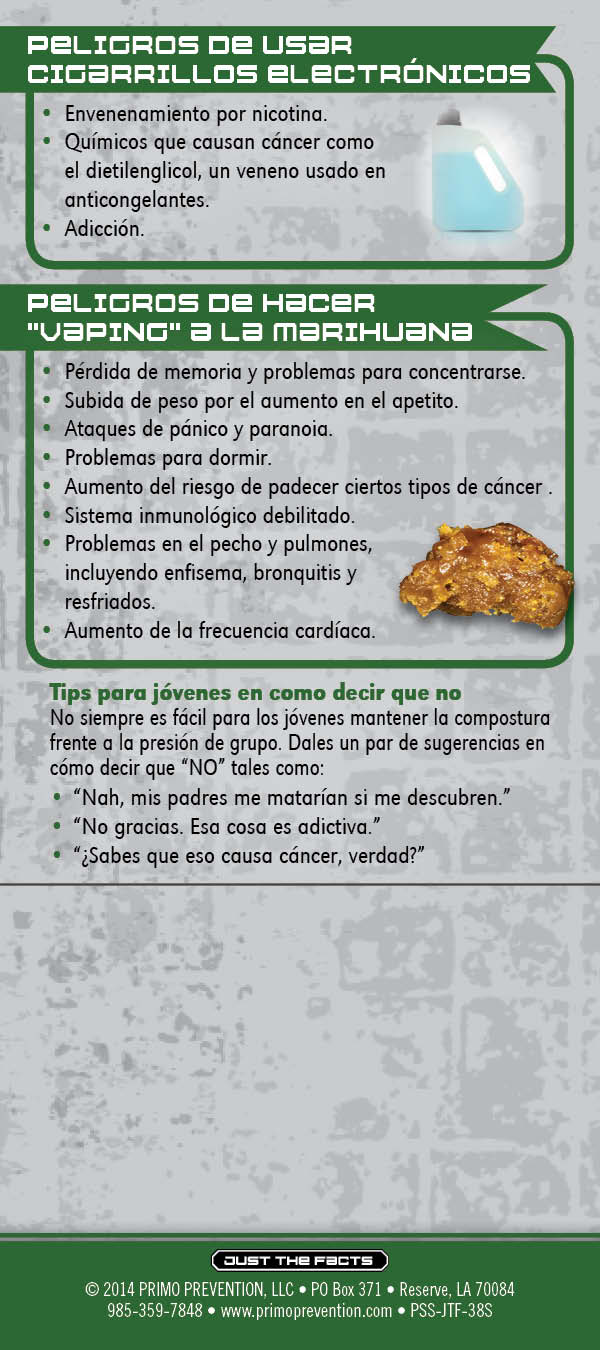 RACK-JTF-38S E Cig SPANISH-BACK *SPANISH* Just the Facts Rack Card: Electronic Cigarette - Image 3