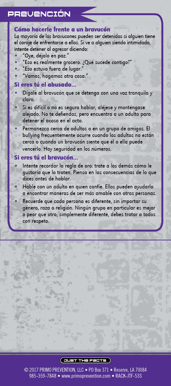 RACK-JTF-53S - Bullying-SPAN-BACK *SPANISH* Just the Facts Rack Card: Bullying - Image 3