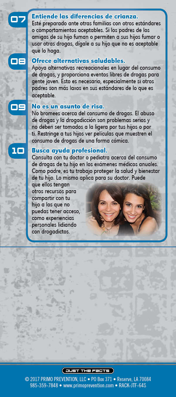 RACK-JTF-64S 10 Things Drug Free-BACK *SPANISH* Just the Facts Rack Card: 10 Things To Do To Keep Kids Drug Free - Image 3