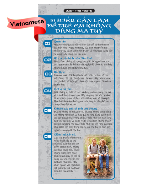 RACK-JTF-64V-10-Things-to-Keep-Kids-Drug-Free-RACK-VIETNAMESE-FLAG *VIETNAMESE* Just the Facts Rack Card: 10 Things To Do To Keep Kids Drug Free