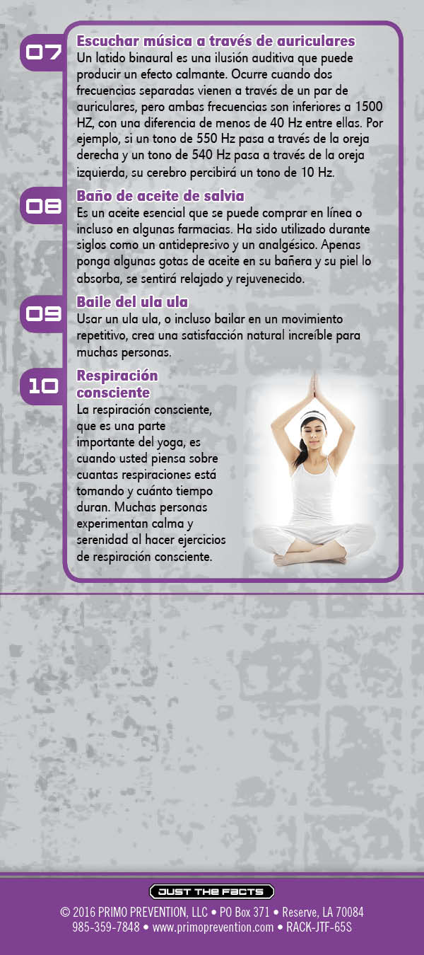 RACK-JTF-65S - 10 Ways to get High without Drugs or Alcohol-SPANISH-BACK *SPANISH* Just the Facts Rack Card: 10 Ways To Get High Without Drugs or Alcohol - Image 3