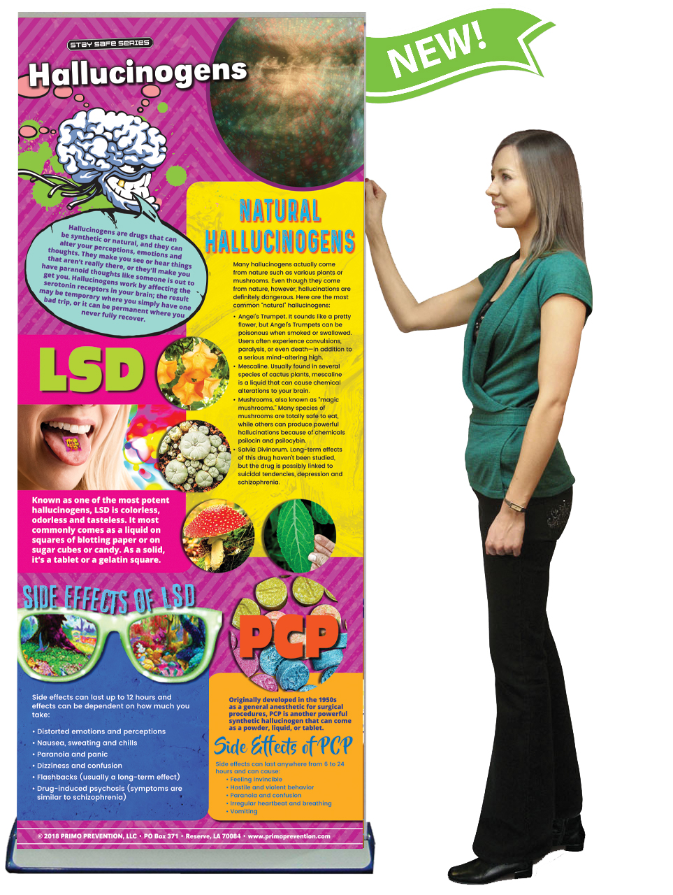 BAN-SSDA-15-Hallucinogens-NEW-FLAG&LADY Hallucinogens Retractable Banner w/Stand