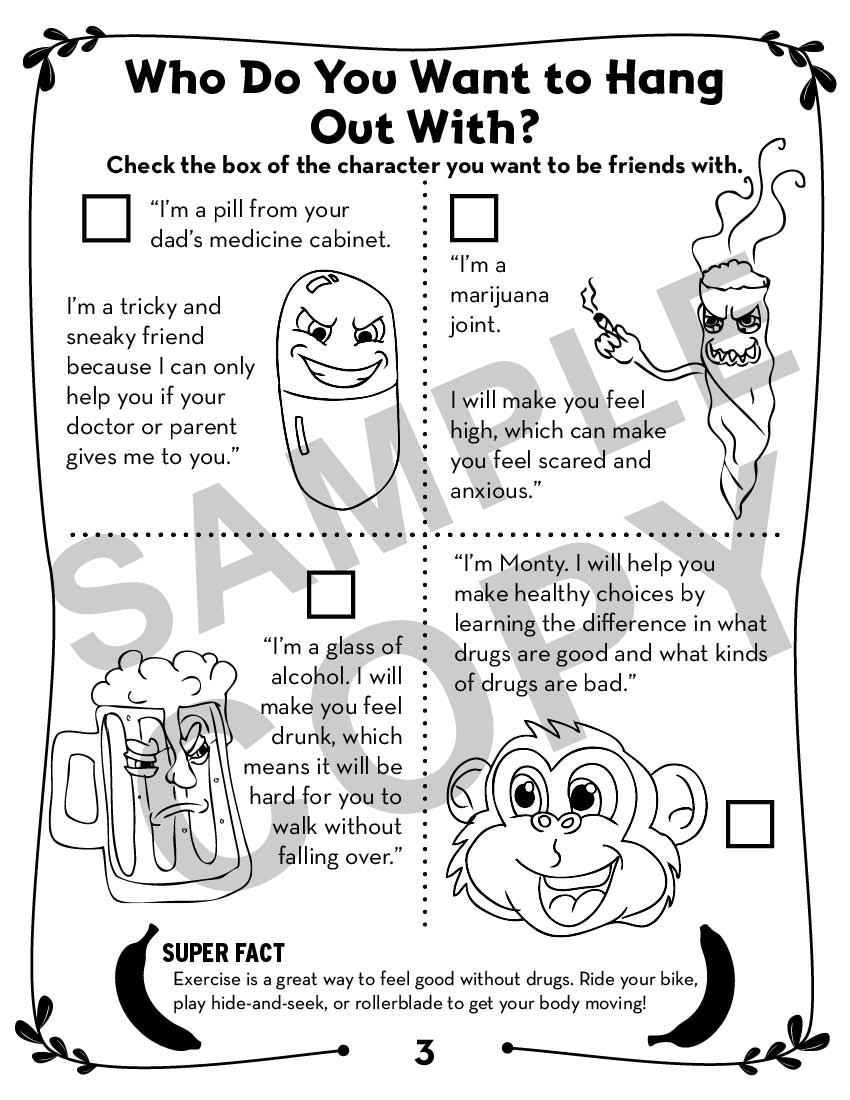 Montey the Monkey-DRUGS ACT BOOK-PG 3 Monty the Monkey: Drug Prevention Activity Book - Image 3