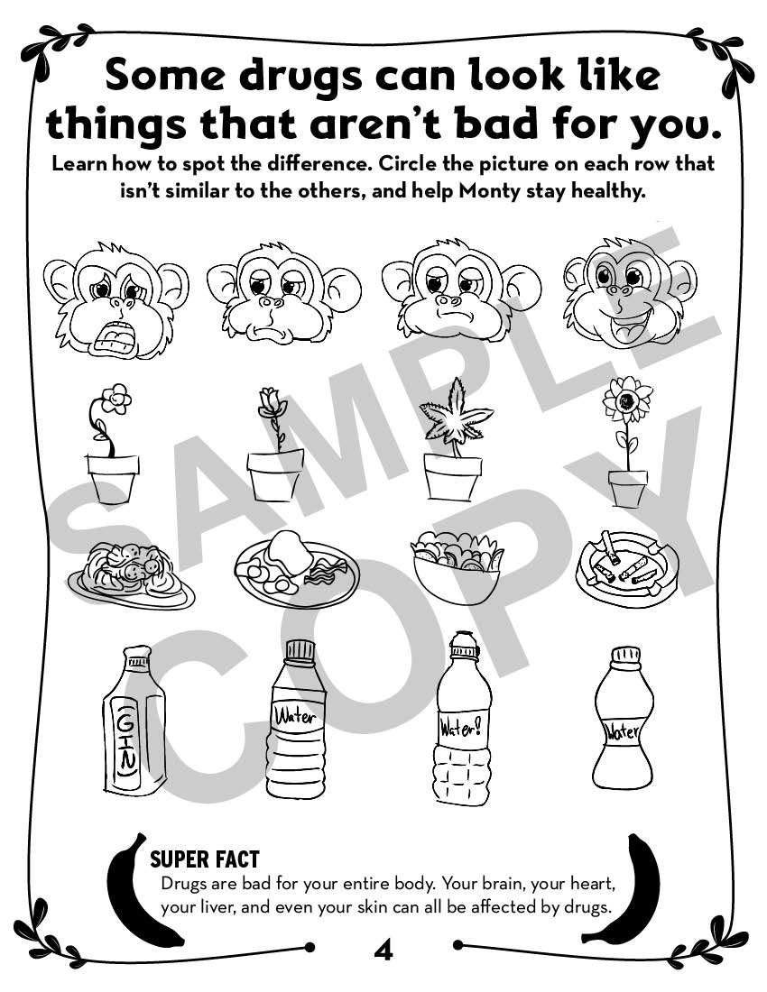 Montey the Monkey-DRUGS ACT BOOK-PG 4 Monty the Monkey: Drug Prevention Activity Book - Image 4