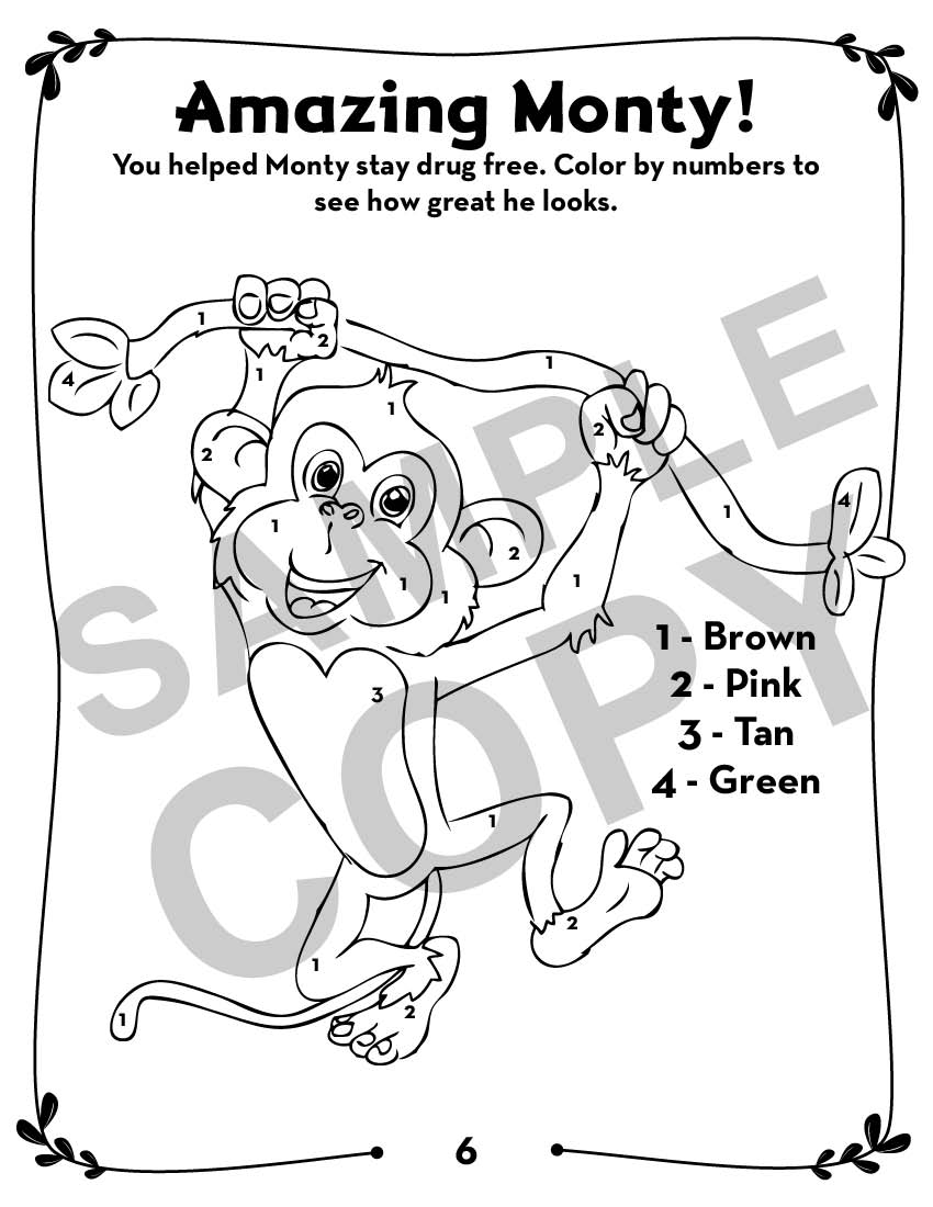 Montey the Monkey-DRUGS ACT BOOK-PG 6 Monty the Monkey: Drug Prevention Activity Book - Image 6