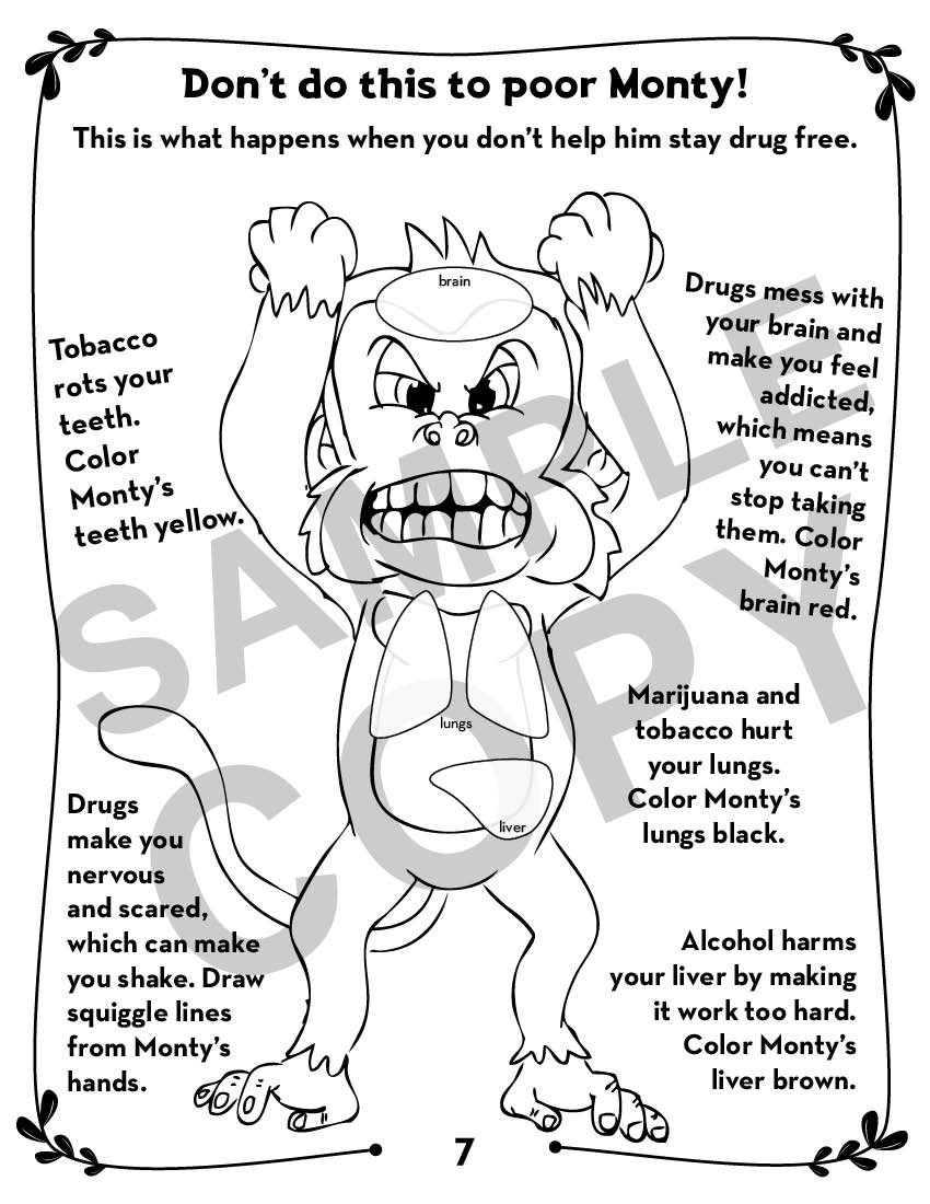 Montey the Monkey-DRUGS ACT BOOK-PG 7 Monty the Monkey: Drug Prevention Activity Book - Image 7