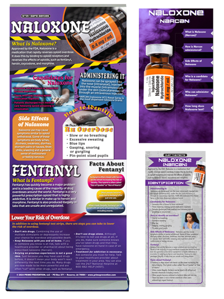 BAN-SSDA-75-PKG-2-Naxalone Naloxone (Narcan) Retractable Banner, Slide Guide & Rack Card Package
