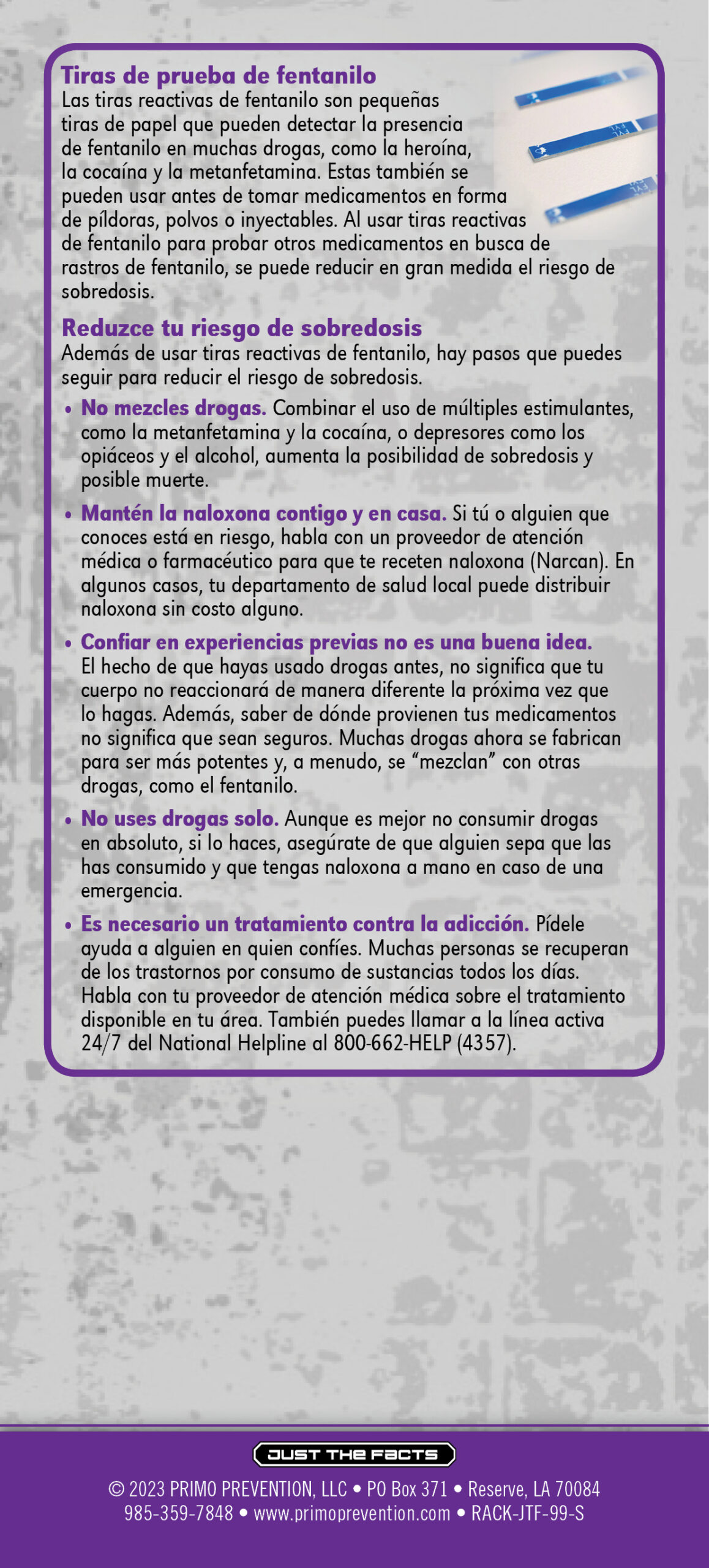 99S Narcan SPAN Rack Cd-PRESSweb2 Back *SPANISH* Just the Facts Rack Card: Naloxone (Narcan) - Image 3