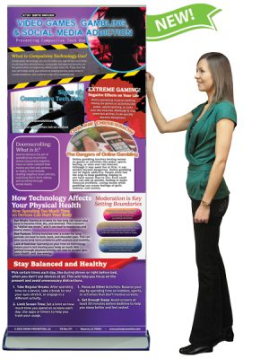 Video Games, Gambling, & Social Media Addiction Retractable Presentation Banner w/Stand