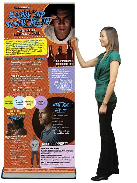 BAN-SSDA-80 ALC AND MENTAL HEALTH LADY Alcohol & Mental Health Retractable Banner