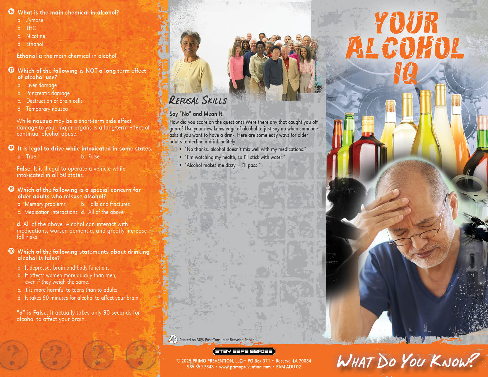 PAM-ADU-02 Alcohol IQ FRONT WEB *Older Adult Version* Your Alcohol IQ: What Do you Know? Pamphlet - Image 3