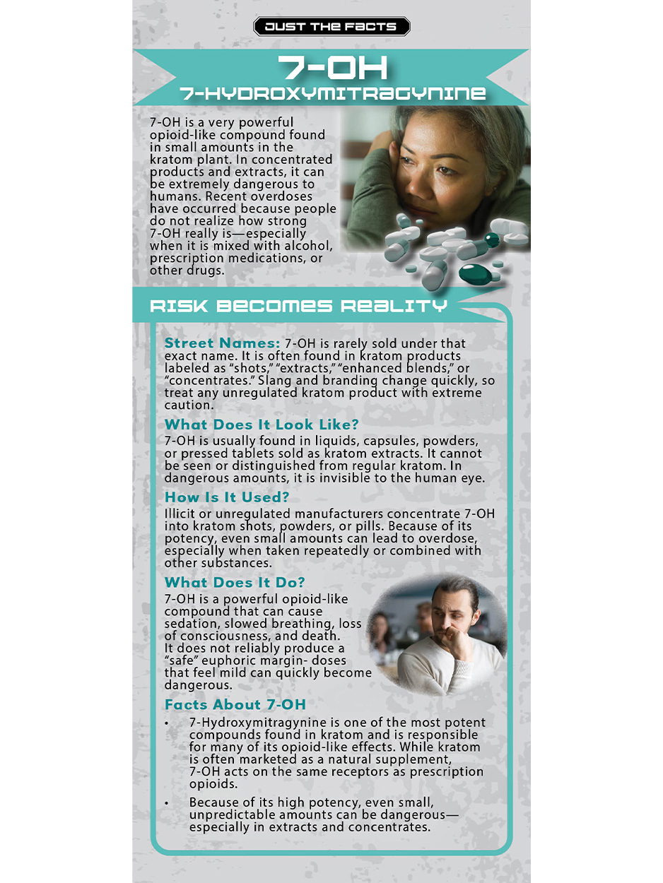 RACK-JTF-111 7-OH WEB FILE COVER Just the Facts Rack Card: 7-OH (7 Hydroxymitragynine)