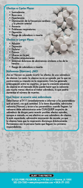 RACK-JTF-100S Tranq SPANISH2 SPANISH Just the Facts Rack Card: "Tranq" Xylazine - Image 3