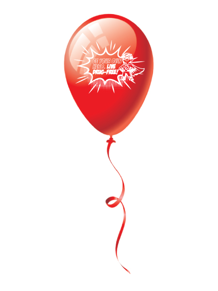 DPM 2026 YOUTH balloon WEB Be Your Own Hero. Live Drug-Free! 9 inch Latex Balloon Youth