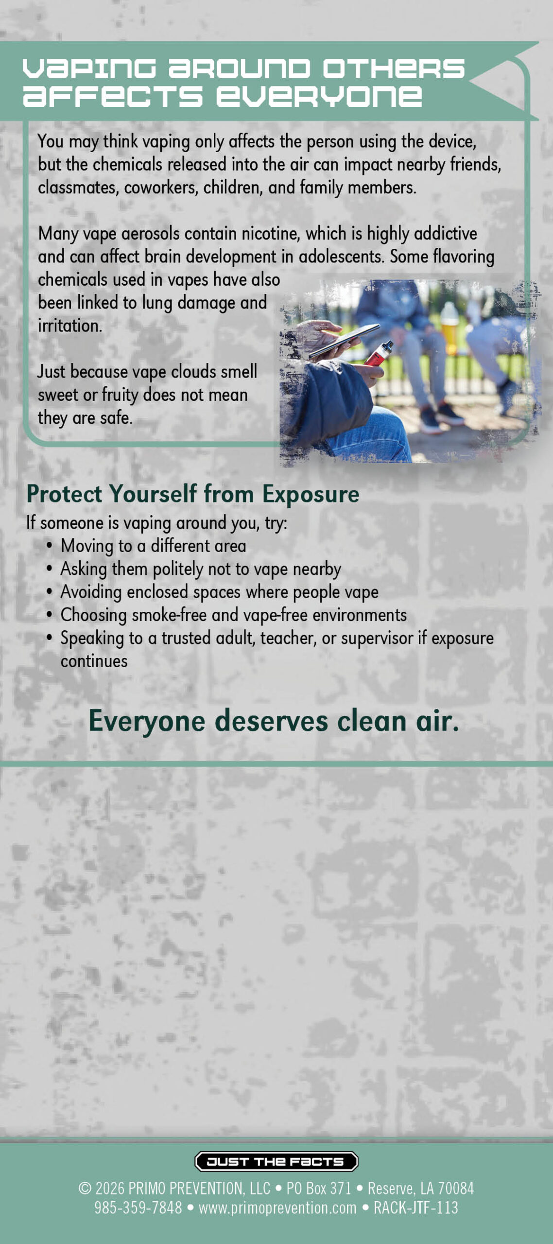 RACK-JTF-113 Secondhand Vape Exposure2 Just the Facts Rack Card: Secondhand Vaping Exposure - Image 3