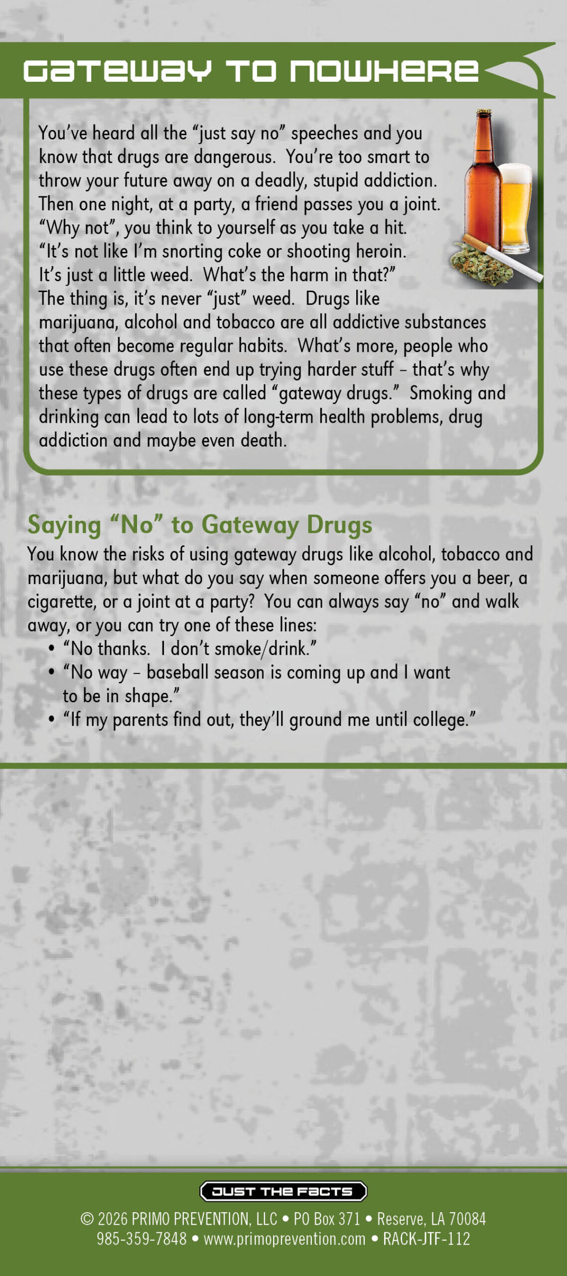 RACK-JTF-112 Gateway Drugs2 Just the Facts Rack Card: Gateway Drugs - Image 3